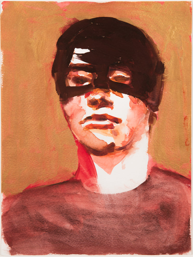 Watercolor portrait by contemporary Canadian artist Paul P. "Bull Face" 2000.