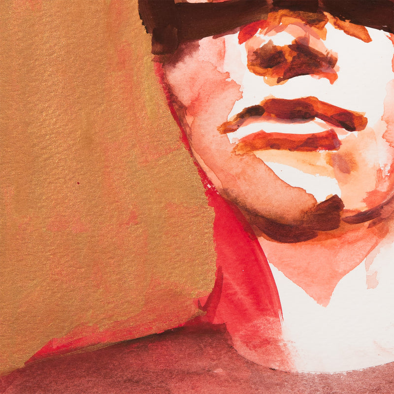 Watercolor portrait by contemporary Canadian artist Paul P. "Bull Face" 2000.