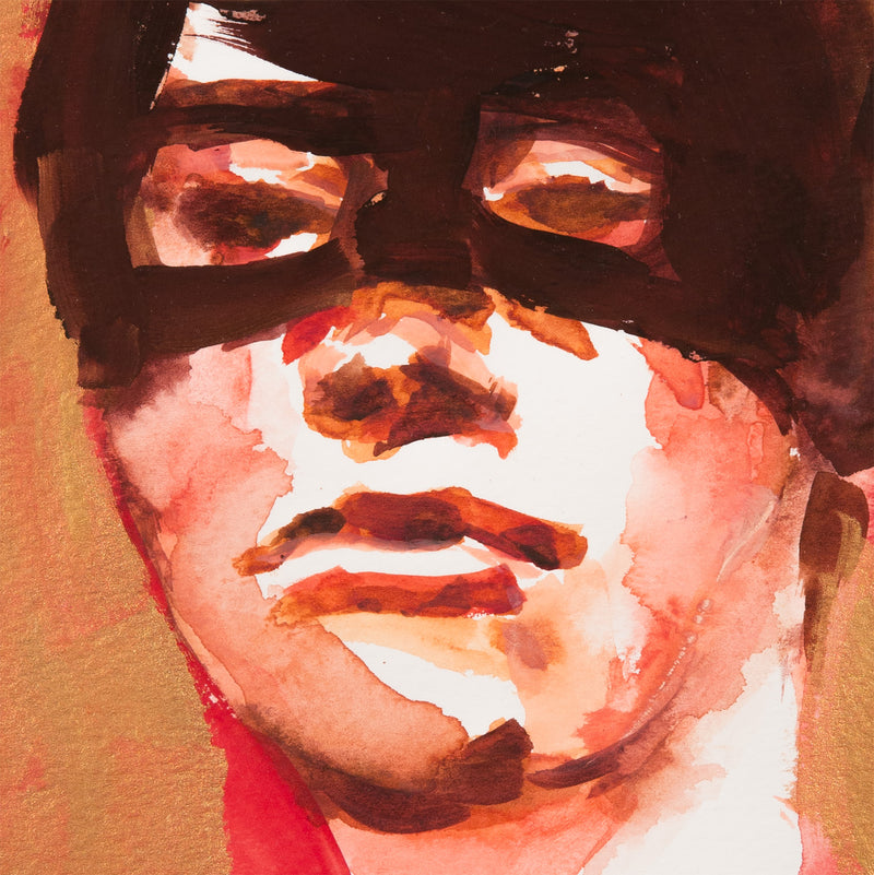 Watercolor portrait by contemporary Canadian artist Paul P. "Bull Face" 2000.