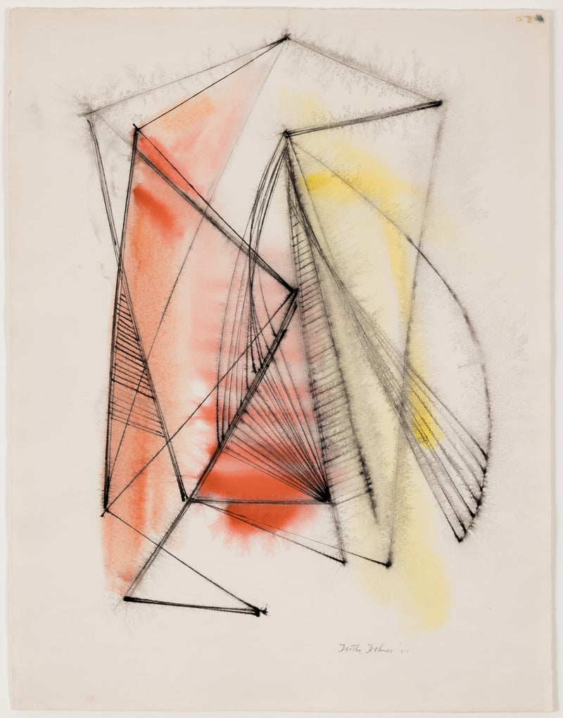 Famous American Modern artist Dorothy Dehner ink and watercolor on paper, 1951