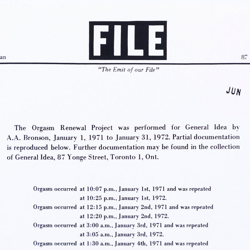 GENERAL IDEA "ORGASM RENEWAL PROJECT" 1972