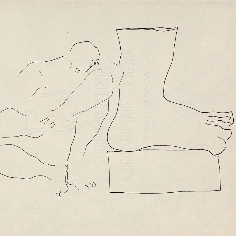 Famous Canadian artist, Harold Town, demonstrates his incredible ability as a draughtsman in this 1957 ink drawing.