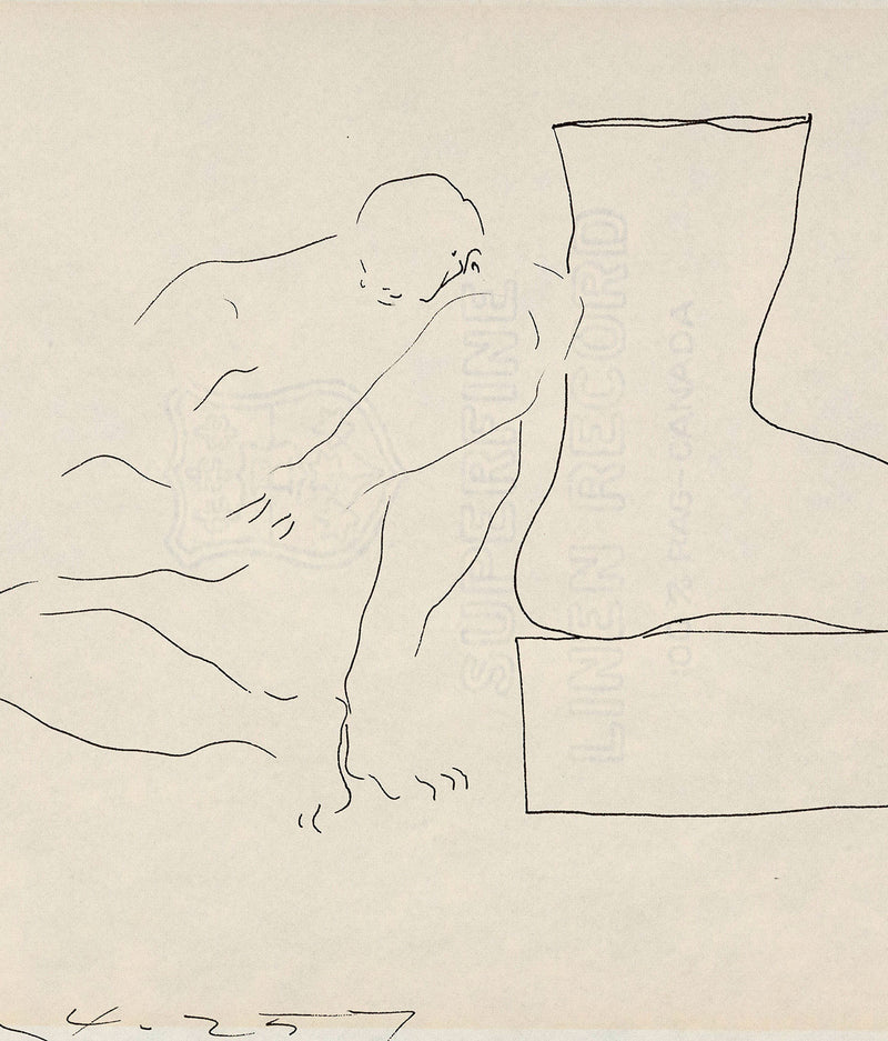 Famous Canadian artist, Harold Town, demonstrates his incredible ability as a draughtsman in this 1957 ink drawing.