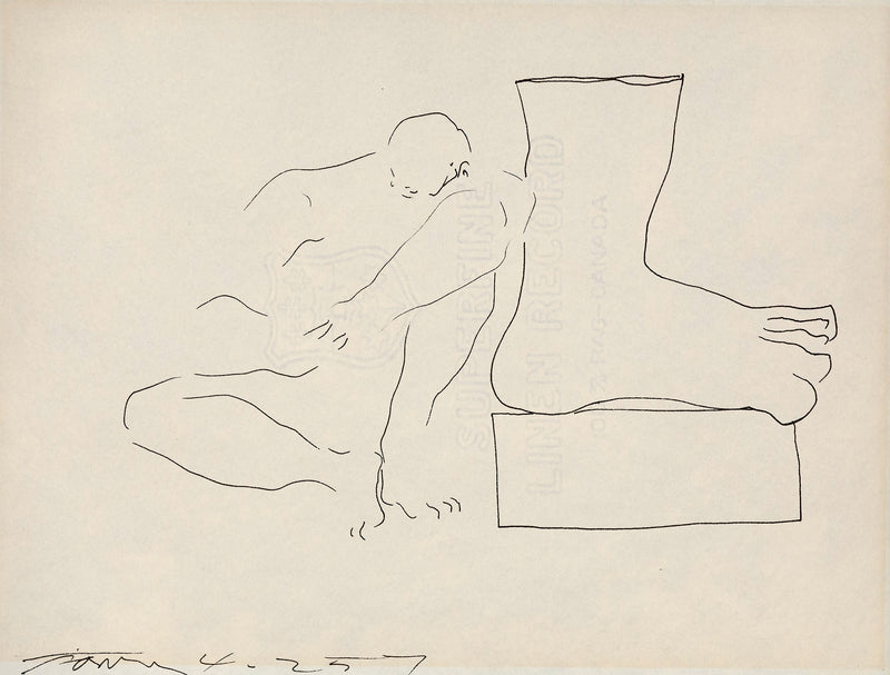 Famous Canadian artist, Harold Town, demonstrates his incredible ability as a draughtsman in this 1957 ink drawing.