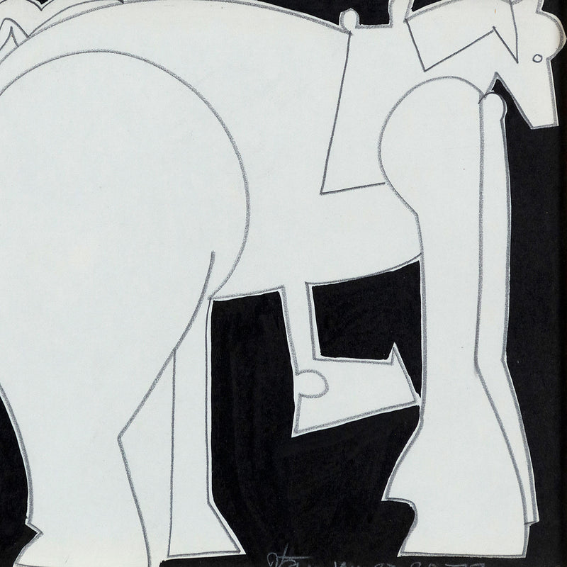 Famous Canadian artist Harold Town, Toy Horse Arabian Brothers, Toy Horse series, 1970s original artwork