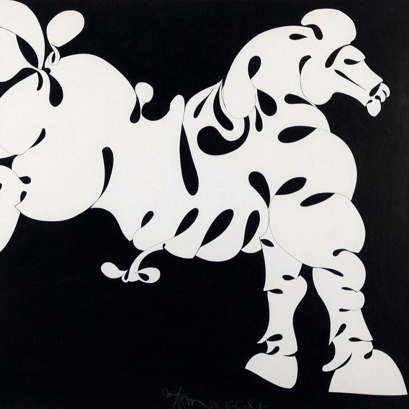 Famous Canadian artist Harold Town, Toy Horse ink drawing, Toy Horse series, 1980s