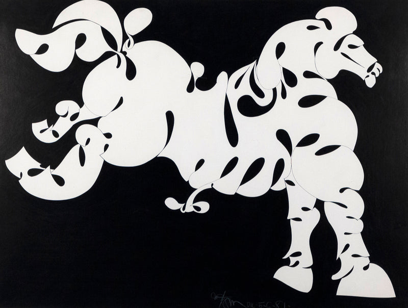 Famous Canadian artist Harold Town, Toy Horse ink drawing, Toy Horse series, 1980s