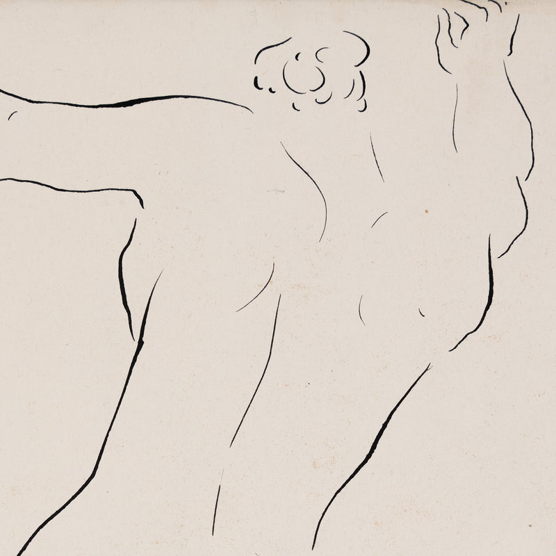 Ink line drawing by famous Canadian modern artist Harold Town, 1947.