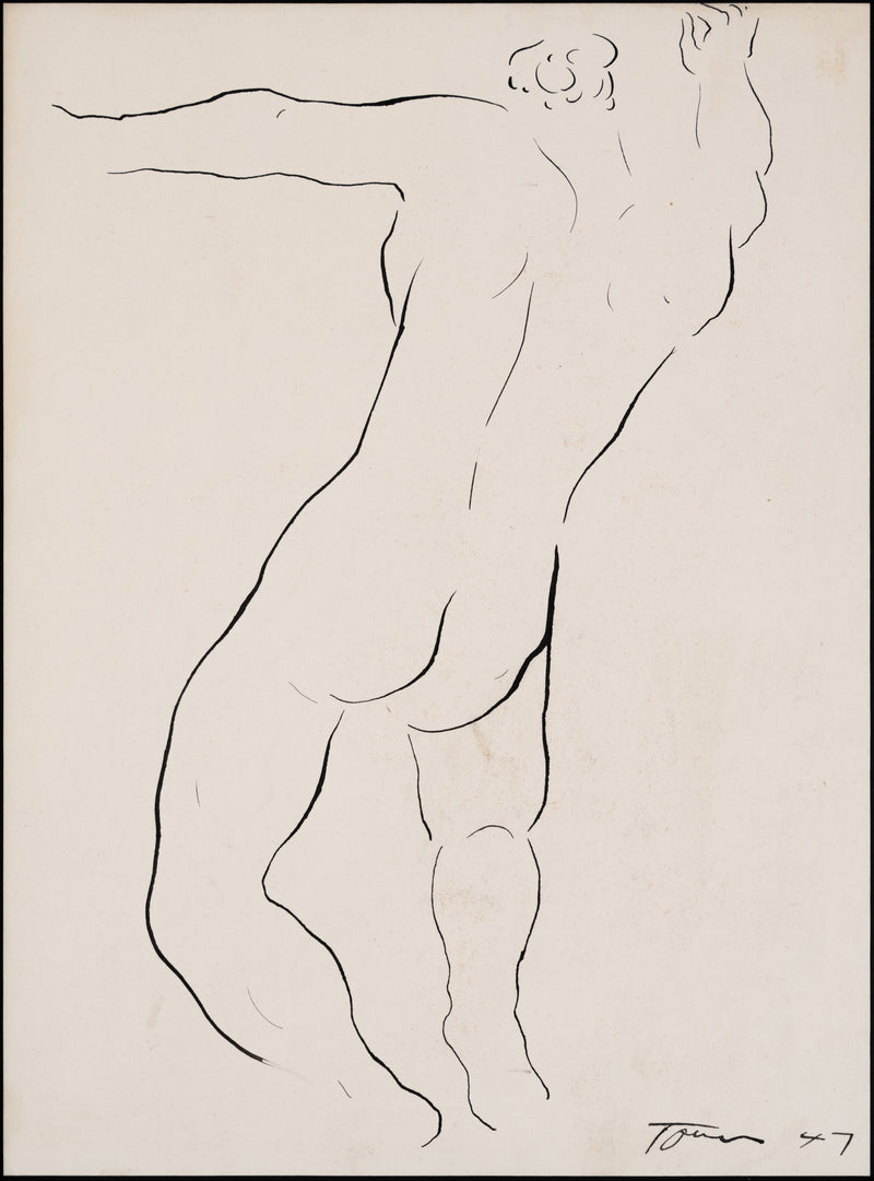 Ink line drawing by famous Canadian modern artist Harold Town, 1947.