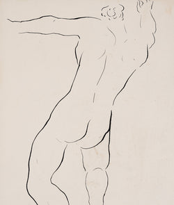 Ink line drawing by famous Canadian modern artist Harold Town, 1947.