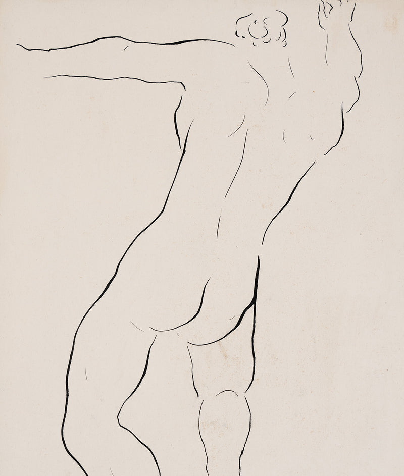 Ink line drawing by famous Canadian modern artist Harold Town, 1947.