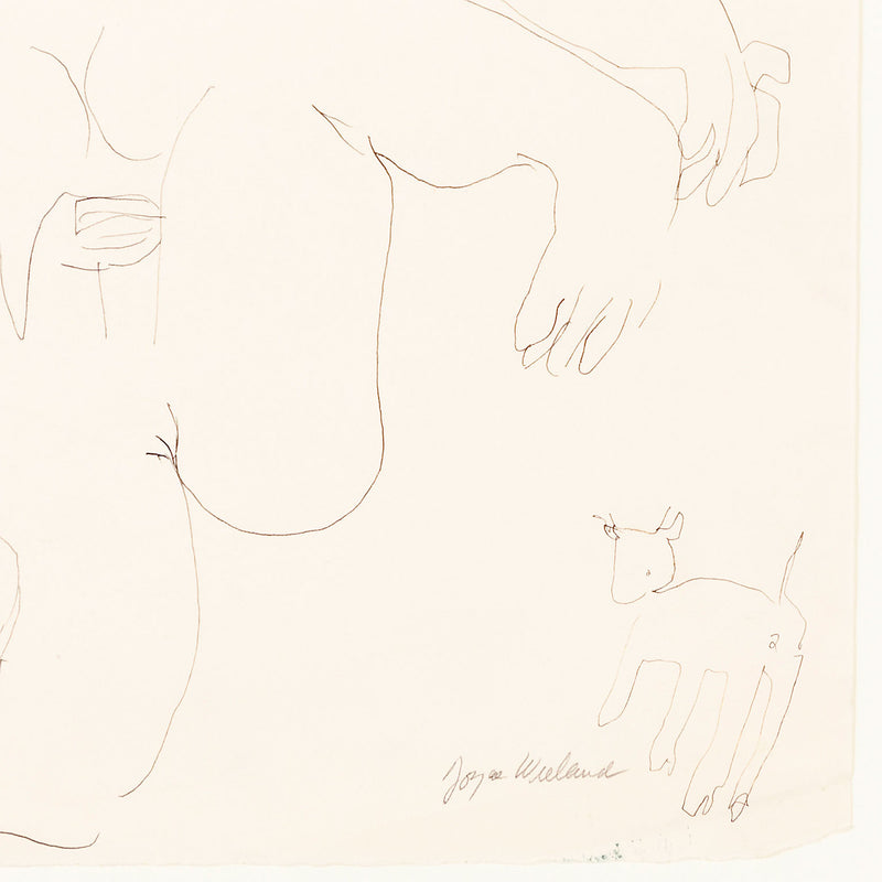 JOYCE WIELAND "TRIO WITH CAT" DRAWING, 1965