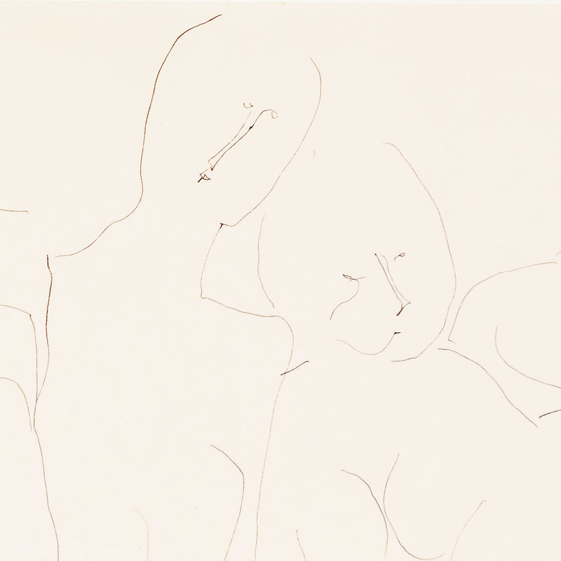 JOYCE WIELAND "TRIO WITH CAT" DRAWING, 1965