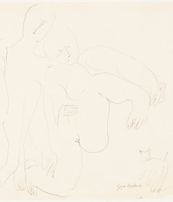 JOYCE WIELAND "TRIO WITH CAT" DRAWING, 1965