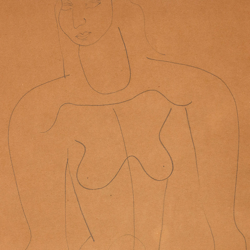 LOUISE NEVELSON SEATED FEMALE NUDE DRAWING, c. 1930 – Caviar20