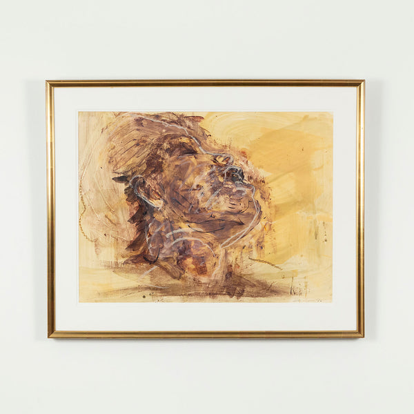 Tony Scherman "Head" Encaustic on paper, 1996