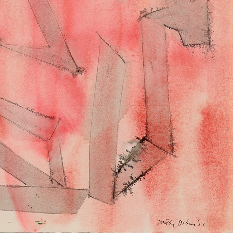 Famous American Modern artist Dorothy Dehner ink and watercolor on paper, 1951