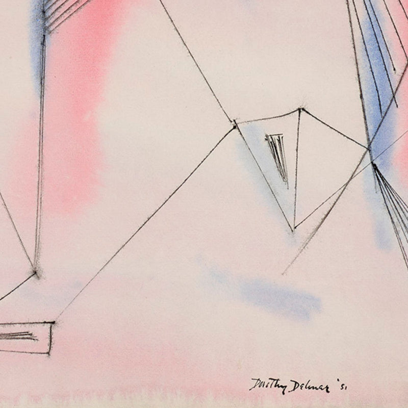 Famous American Modern artist Dorothy Dehner ink and watercolor on paper, 1951