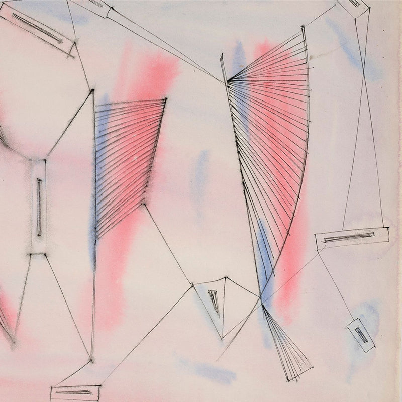 Famous American Modern artist Dorothy Dehner ink and watercolor on paper, 1951