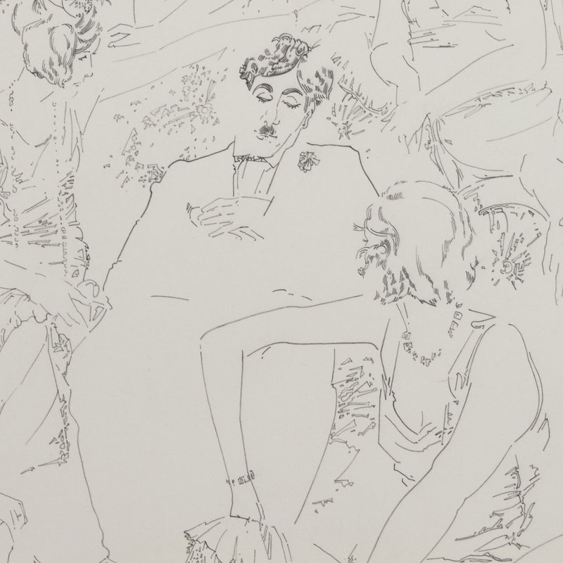 line drawing  by Famous Canadian artist Harold Town featuring Charlie Chaplin, 1984