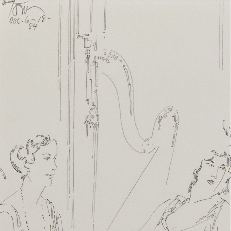 line drawing  by Famous Canadian artist Harold Town featuring Charlie Chaplin, 1984