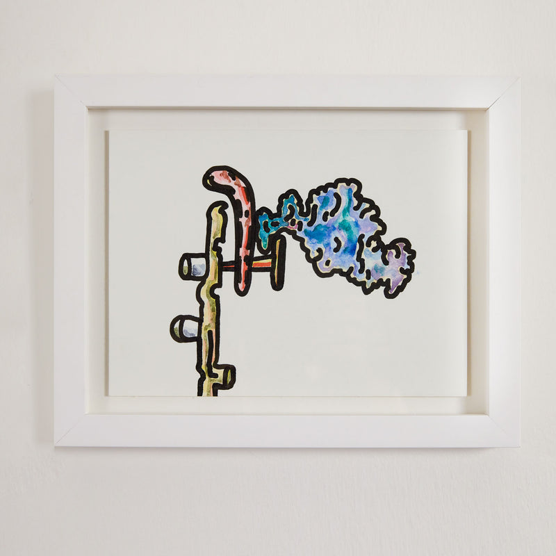 Famous Canadian abstract artist Harold Town "Cloud Factory" Ink and watercolor Illustration c. 1984