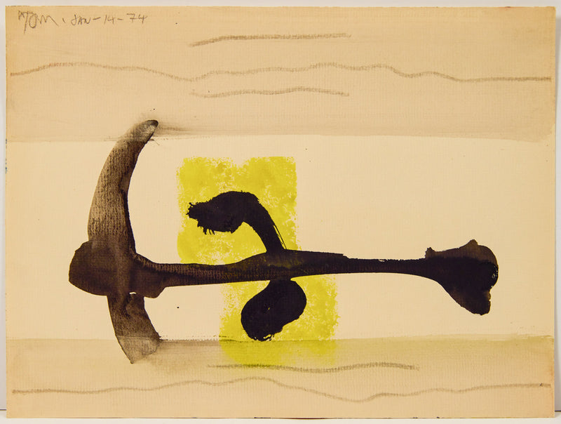 Watercolor painting on paper by famous Canadian abstract artist Harold Town, 1974.