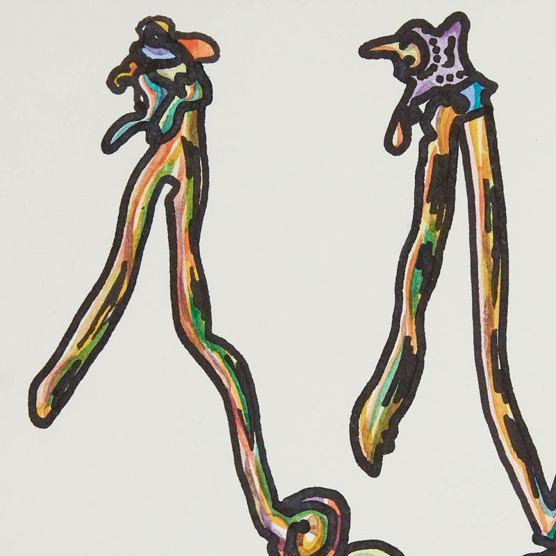 Famous Canadian abstract artist Harold Town "Walking Letters" Ink and watercolor Illustration c. 1984