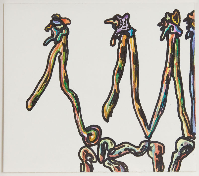 Famous Canadian abstract artist Harold Town "Walking Letters" Ink and watercolor Illustration c. 1984