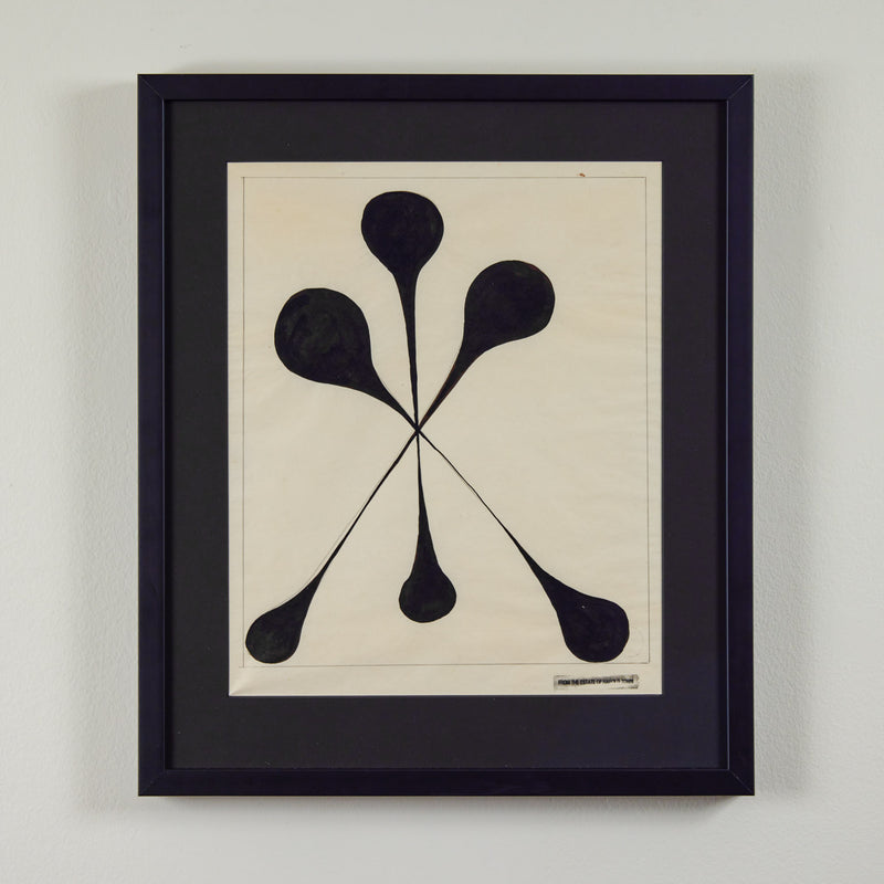 Famous Canadian abstract artist Harold Town "Stretch #3" Ink drawing on paper, circa 1970