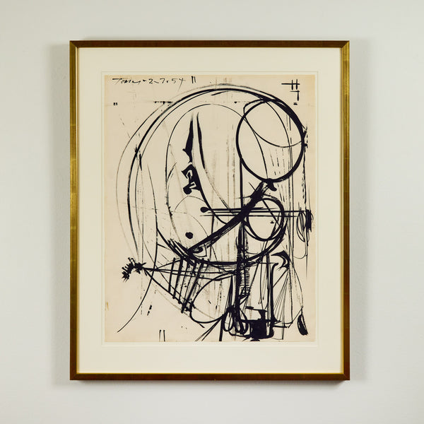 HAROLD TOWN "ABSTRACT LOOPS" DRAWING, 1954