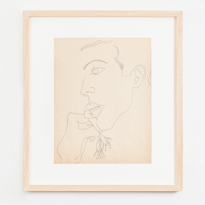 ANDY WARHOL "YOUNG MAN WITH FLOWER" DRAWING, c. 1955