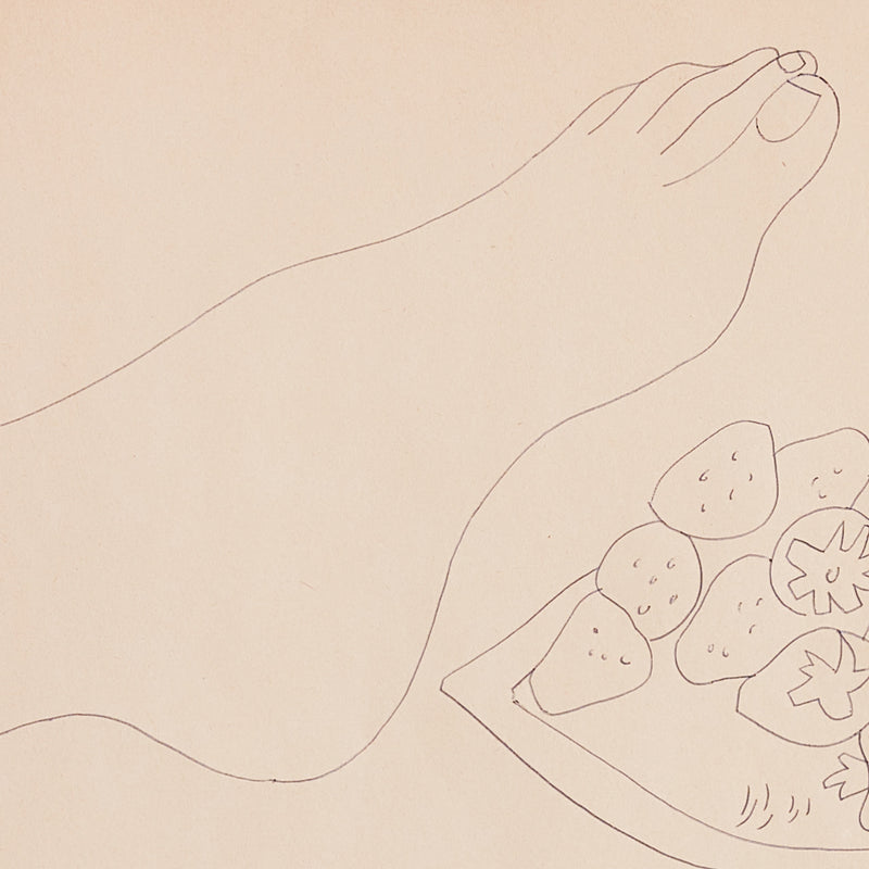 ANDY WARHOL "FOOT WITH STRAWBERRIES" DRAWING, c.1950s