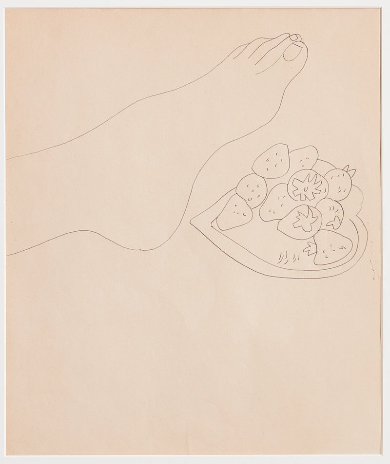 ANDY WARHOL "FOOT WITH STRAWBERRIES" DRAWING, c.1950s