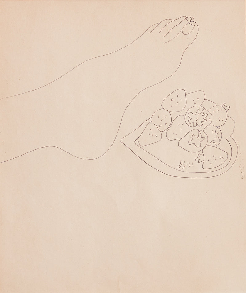 ANDY WARHOL "FOOT WITH STRAWBERRIES" DRAWING, c.1950s