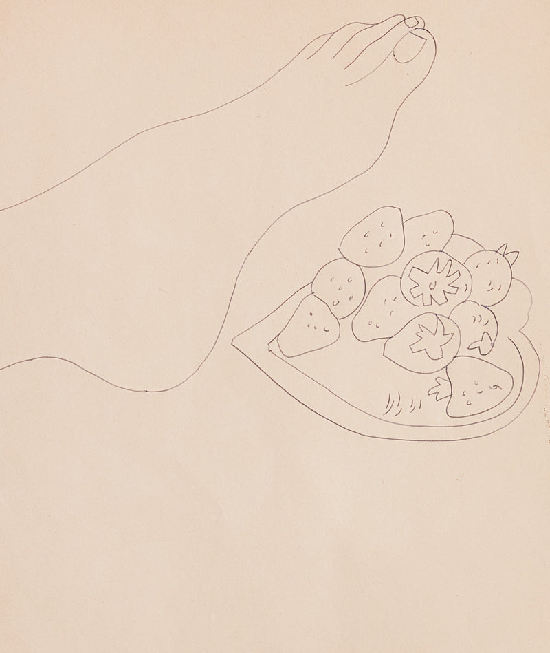 ANDY WARHOL "FOOT WITH STRAWBERRIES" DRAWING, c.1950s