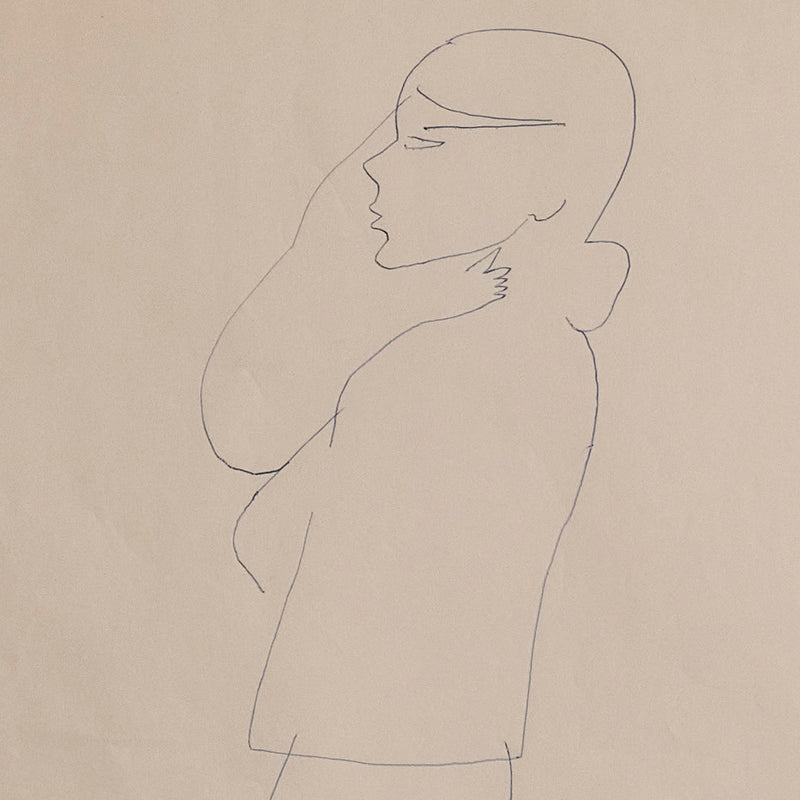 ANDY WARHOL "WOMAN IN BLUE" DRAWING, 1955