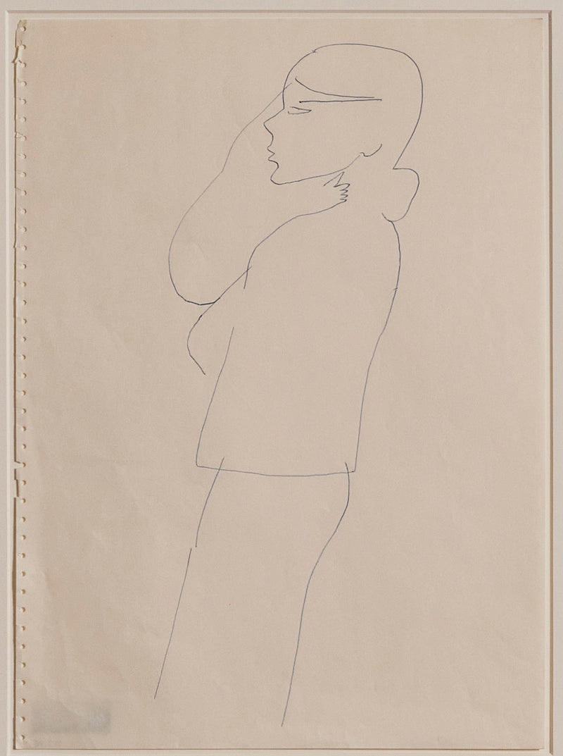 ANDY WARHOL "WOMAN IN BLUE" DRAWING, 1955