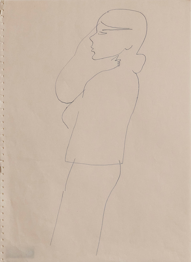 ANDY WARHOL "WOMAN IN BLUE" DRAWING, 1955