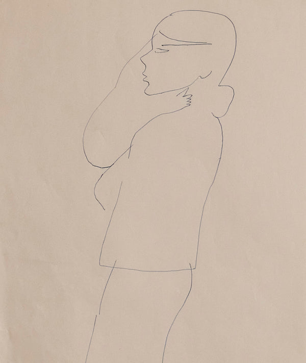 ANDY WARHOL "WOMAN IN BLUE" DRAWING, 1955