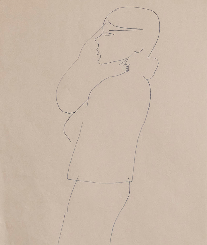 ANDY WARHOL "WOMAN IN BLUE" DRAWING, 1955