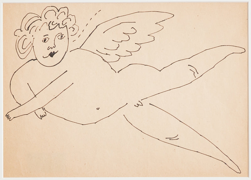 Andy Warhol "Untitled" Ink drawing, circa 1954. Andy Warhol "In the Bottom of my Garden" angel drawing.