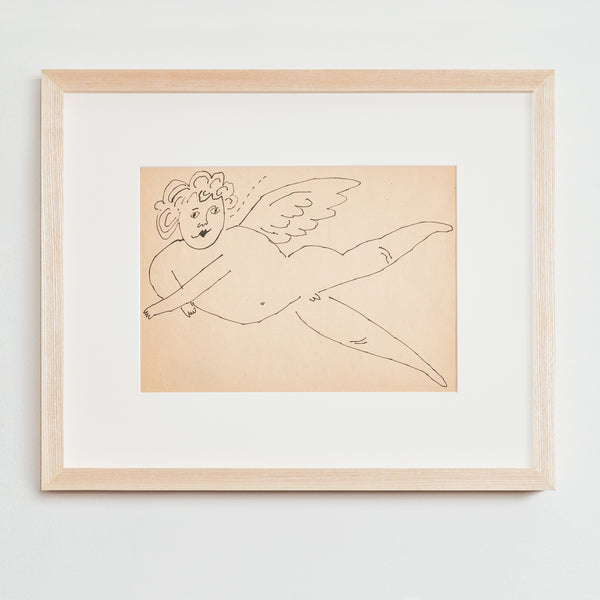 Andy Warhol "Untitled" Ink drawing, circa 1954. Andy Warhol "In the Bottom of my Garden" angel drawing.