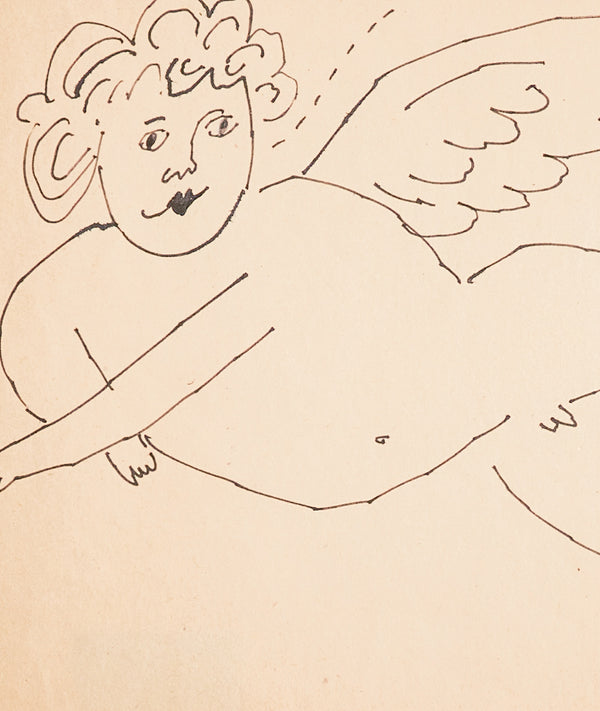 Andy Warhol "Untitled" Ink drawing, circa 1954. Andy Warhol "In the Bottom of my Garden" angel drawing.