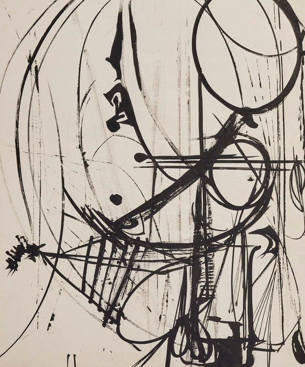 Famous Canadian artist Harold Town, abstract composition in india ink on paper, 1954