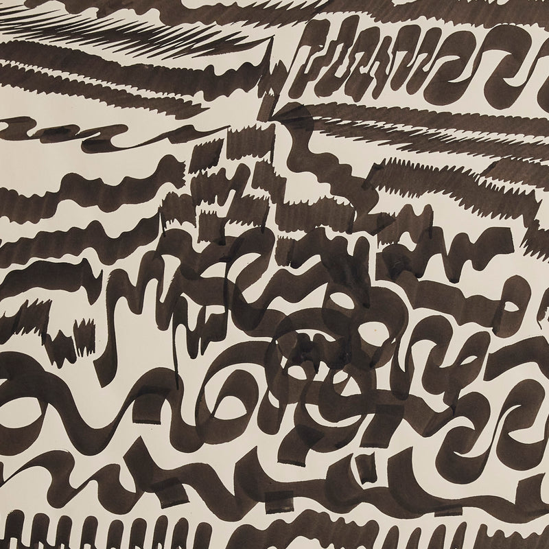 Famous Canadian artist Harold Town India ink drawing featuring bold lines. "Ocean #2" 1979