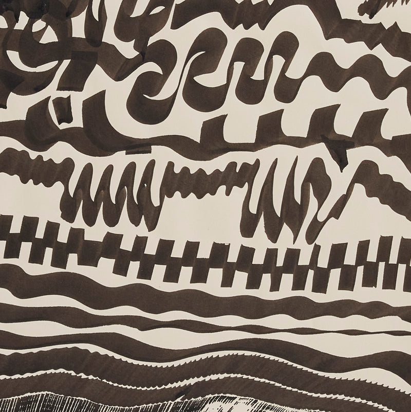 Famous Canadian artist Harold Town India ink drawing featuring bold lines. "Ocean #2" 1979