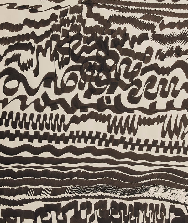 Famous Canadian artist Harold Town India ink drawing featuring bold lines. "Ocean #2" 1979